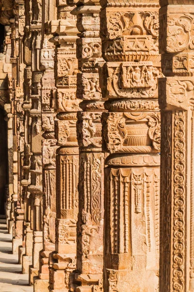Cloister columns at Quwwat ul-Islam Mosque, Qutub complex in Delhi, India
