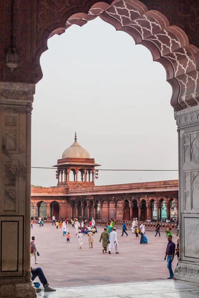 Delhi Índia Outubro 2016 Vista Pátio Mesquita Jama Masjid Centro — Fotografia de Stock