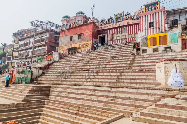 Varanasi India Octubre 2016 Vista Kedar Ghat Escalones Frente Río — Foto de Stock