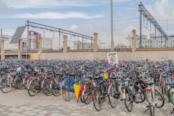 Eindhoven Hollanda Ağustos 2016 Bisiklet Park Yakınındaki Bir Tren Istasyonu — Stok fotoğraf