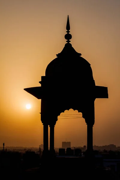 Small Tower Jama Masjid Mosque Center Delhi Sunset India — Stock Photo, Image