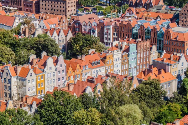 Letecký Pohled Gdaňsk Polsko Převzato Věže Mary Church — Stock fotografie