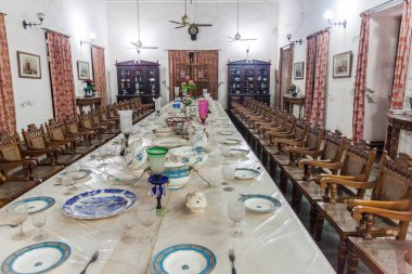 Dakka, Bangladeş - 22 Kasım 2016: İç Ahsan Manzil, eski konut Saray bahadır dakka, Bangladeş