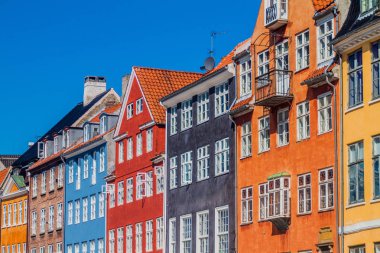 Kopenhag, Danimarka Nyhavn bölgesinin renkli evleri