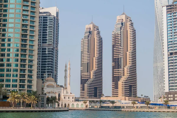 Vista Dubai Marina Mezquita Mohammed Bin Ahmed Almulla Emiratos Árabes —  Fotos de Stock