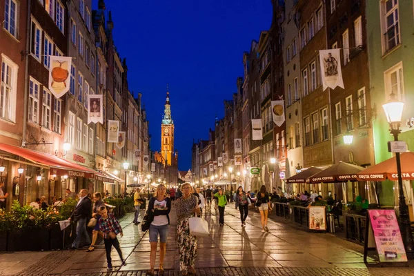 Gdaňsk Polsko Září 2016 Večerní Pohled Lidí Procházka Podél Long — Stock fotografie