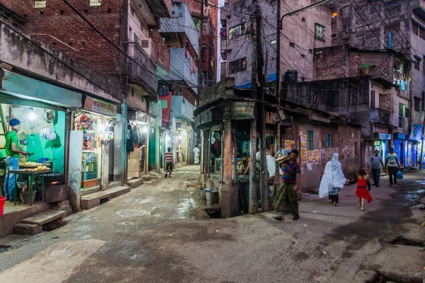 Dhaka Bangladesh Noviembre 2016 Vista Nocturna Tráfico Callejones Estrechos Old —  Fotos de Stock