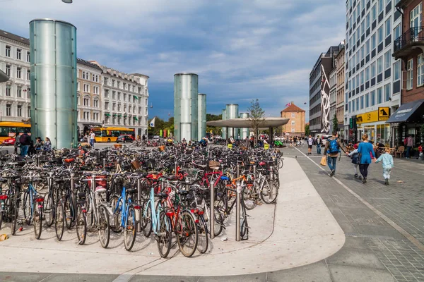 Copenhague Danemark Août 2016 Rangées Vélos Chez Norreport Copenhague — Photo