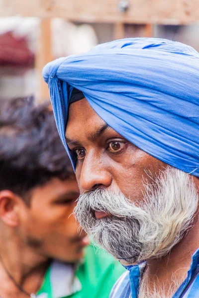 Δελχί Ινδία Οκτωβρίου 2016 Πρόσωπο Ενός Οδηγού Rickshaw Κυκλο Sikkh — Φωτογραφία Αρχείου