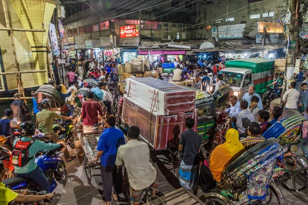 Dhaka Bangladesz Listopada 2016 Wgląd Nocy Korku Wąskich Uliczek Starych — Zdjęcie stockowe