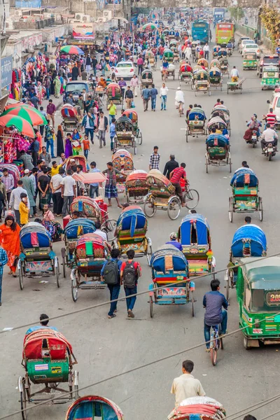 Dhaka Bangladesh Novembre 2016 Traffico Costituito Principalmente Ciclopedoni Mirpur Road — Foto Stock