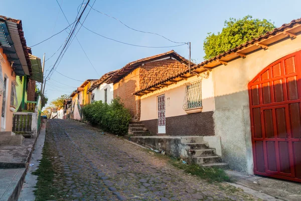 Kopfsteinpflasterstraße Suchitoto Salvador — Stockfoto