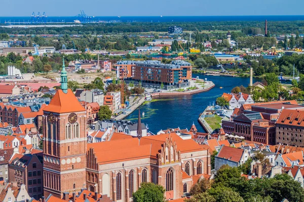 Luftaufnahme Von Danzig Polen Vom Turm Der Marienkirche — Stockfoto