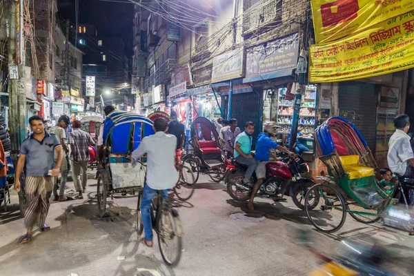 Dhaka Bangladesh November 2016 Nachtansicht Eines Verkehrs Engen Gassen Des — Stockfoto