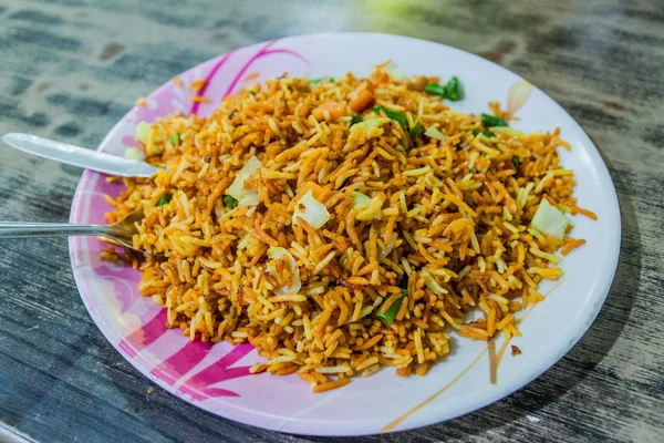 Plantaardige Biryani Een Eenvoudig Restaurant India — Stockfoto