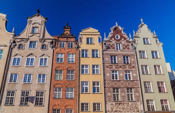 Uzun Çarşı Dlugi Targ Meydanı Gdansk Polonya Eski Evleri — Stok fotoğraf