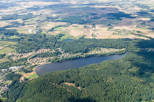 Flygfoto Över Lapino Och Reservoar Radunia Floden Nära Gdansk Polen — Stockfoto