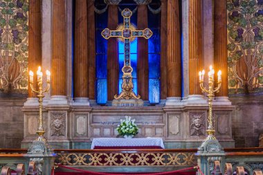Copenhagen, Danimarka - 26 Ağustos 2016: Marble Kilisesi Kopenhag, Danimarka halk bilinen iç Frederik'ın kilise,
