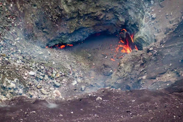 Stopionego Lawy Kraterze Wulkanu Télica Nikaragua — Zdjęcie stockowe