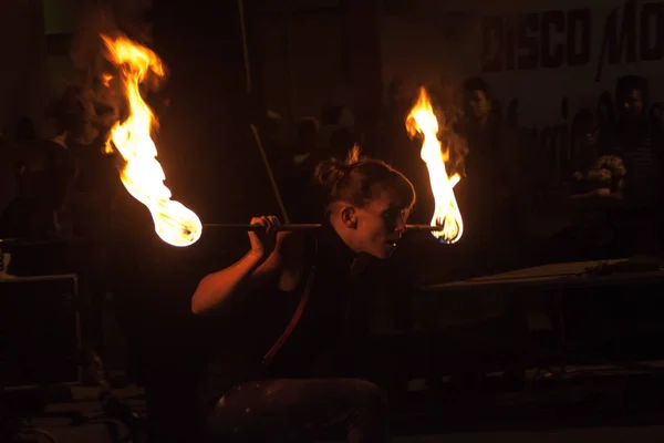 Esteli Nikaragua Dubna 2016 Umělec Při Fireshow Esteli — Stock fotografie