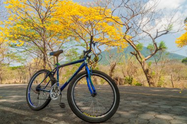 OMETEPE, NICARAGUA - MAY 2, 2016: Mountain bike on a road on Ometepe island, Nicaragua clipart