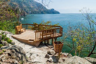San Marcos La Laguna Köyü, Guatemala yakın Cerro Tzankujil park, Lake Atitlan bakış açısı