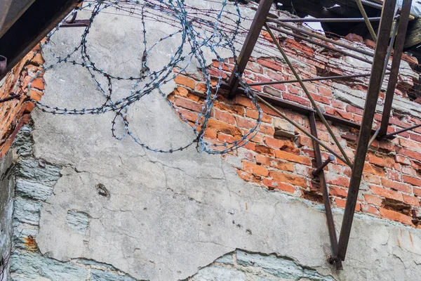 Old Walls Barbed Wire Patarei Former Sea Fortress Prison Tallinn — Stock Photo, Image