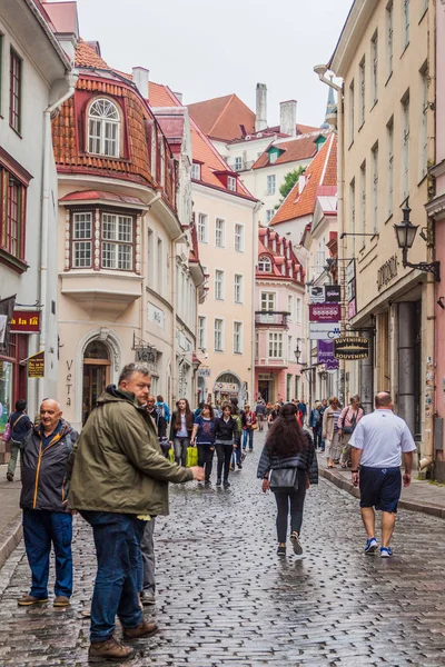 Tallinn Estonya Ağustos 2016 Tallinn Eski Şehrin Dar Arnavut Kaldırımlı — Stok fotoğraf