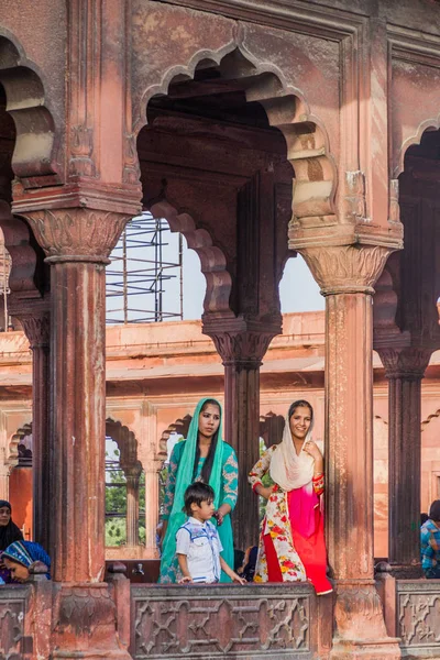 Індія Жовтня 2016 Люди Мечеті Джама Масджид Центрі Делі Індія — стокове фото