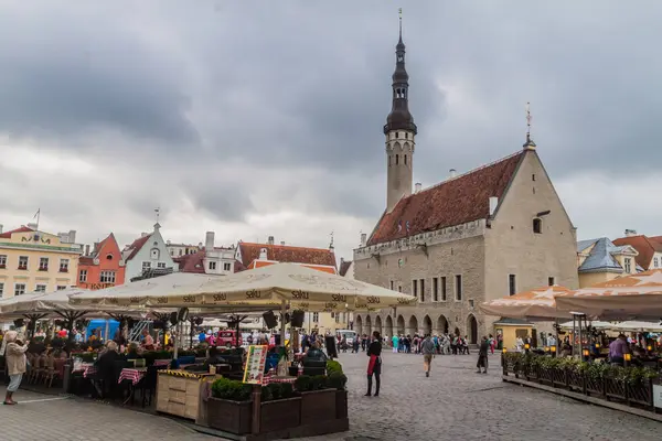Tallinn Estonia Agosto 2016 Vista Plaza Del Ayuntamiento Tallin — Foto de Stock