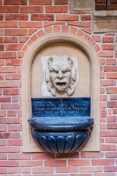 Wall Fountain Collegium Maius Great College Courtyard Jagellonian University Krakow — Stock Photo, Image