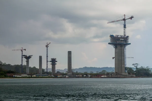 Ponte Atlântica Sobre Canal Panamá Construção — Fotografia de Stock