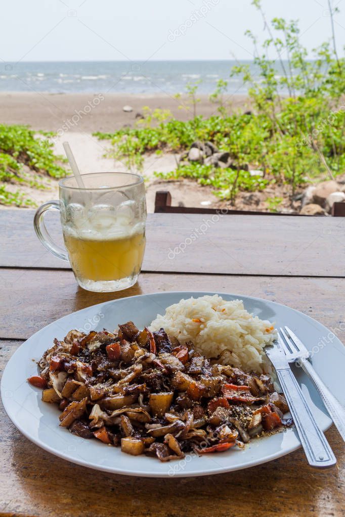 Meal and juice at a beach on Ometepe island, Nicaragua