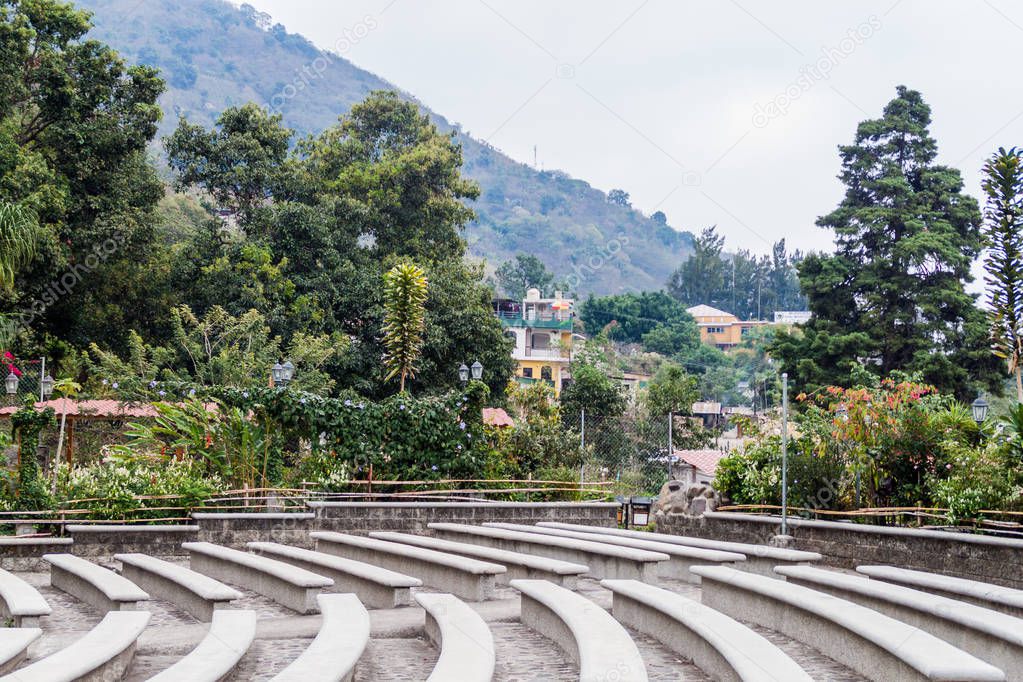 Concentric benches in San Marcos La Laguna village, Guatemala