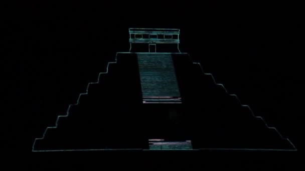 Chichen Itza México Feb 2016 Show Luzes Pirâmide Kukulkan Antiga — Vídeo de Stock