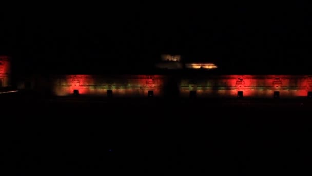 Illuminated Nuns Quadrangle in Uxmal — Stock Video