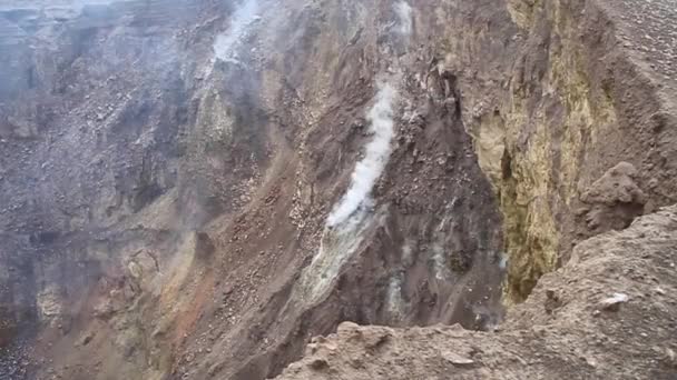 Fumarolen en gesmolten lava in Telica vulkaan — Stockvideo