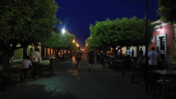 Vista nocturna de la calle peatonal — Vídeos de Stock