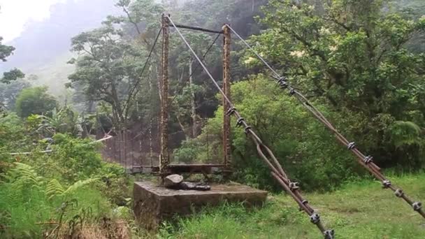 Suspension Bridge Caldera River Boquete Panama Lost Waterfalls Hiking Trail — Stock Video