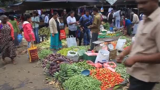 La gente compra en el mercado de productos — Vídeos de Stock