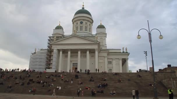 Helsinki Finland Augustus 2016 Finse Evangelische Lutherse Kathedraal Het Senaatsplein — Stockvideo