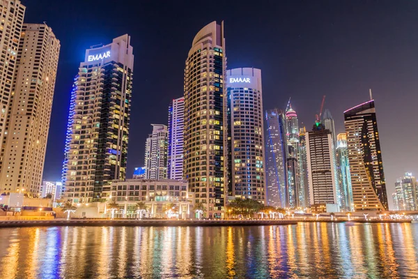 Dubai Emiratos Árabes Unidos Marzo 2017 Vista Nocturna Del Horizonte — Foto de Stock