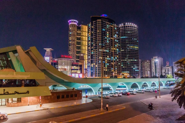 Abu Dhabi Eau Mars 2017 Vue Nuit Gare Routière Centrale — Photo