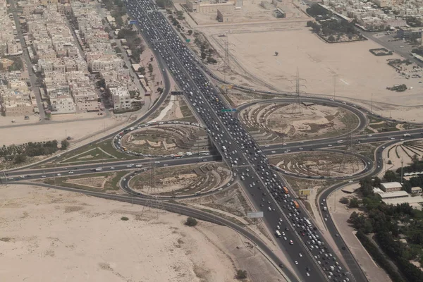 Veduta Aerea Incrocio Autostradale Nella Città Del Kuwait — Foto Stock