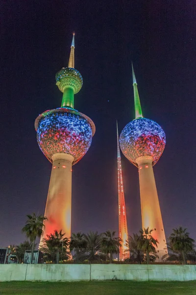 Night View Kuwait Towers — Stock Photo, Image