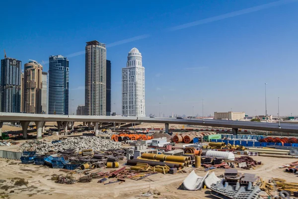 Wolkenkrabbers Een Bouwplaats Dubai Verenigde Arabische Emiraten — Stockfoto