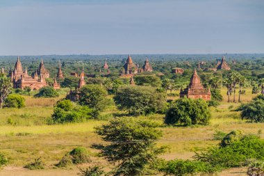 Manzarası tapınaklar Bagan, Myanmar.