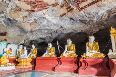 Kawgun Buda heykelleri mağara Hpa bir, Myanmar