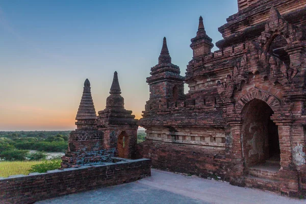 Puesta Sol Templo Bagan Myanmar —  Fotos de Stock