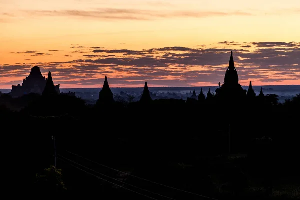 Temprano Mañana Horizonte Luz Bagan Myanmar Templo Dhammayangyi Myauk Guni — Foto de Stock